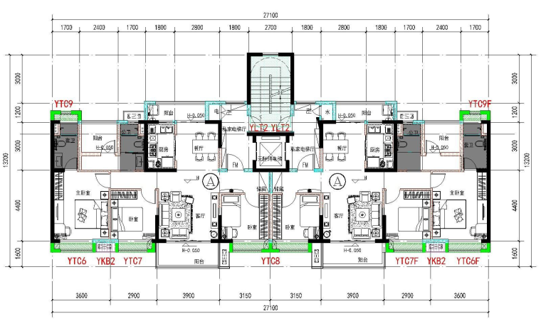 [珠海]知名地产装配式建筑实施方案(2018年)-54 9-14标准层预制构件布置图