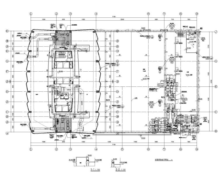 知名地产广场五星级酒店暖通设计施工图-设备转换层平面图