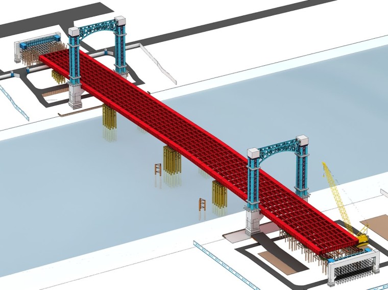 钢梁表面积计算资料下载-大跨度柔性钢梁顶推施工技术