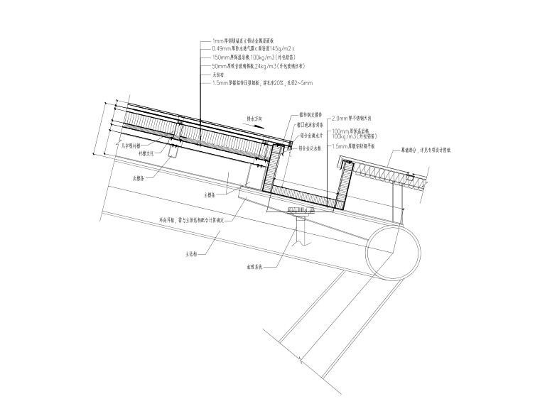 6层框架剪力墙结构体育馆建筑结构施工图-金属屋面檐口节点