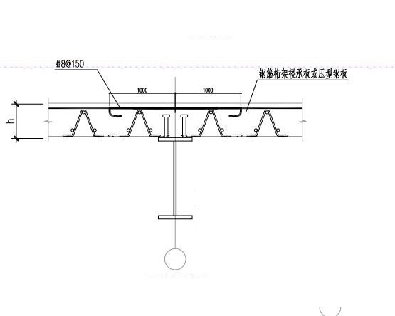 型钢混凝土框架-钢混核心筒大厦超限结构图-楼板不连续时顶部加强筋构造