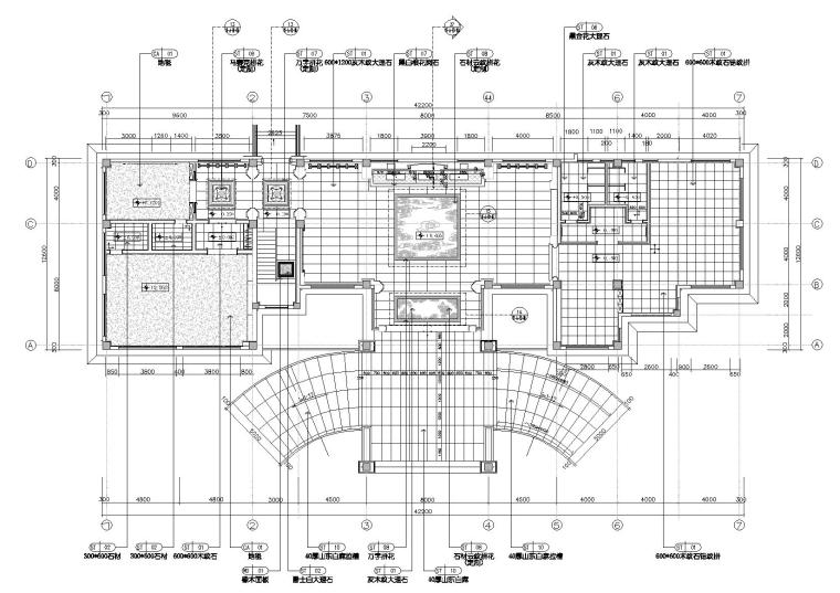 [重庆]天福山会所空间装饰施工图+效果图-地面铺装图