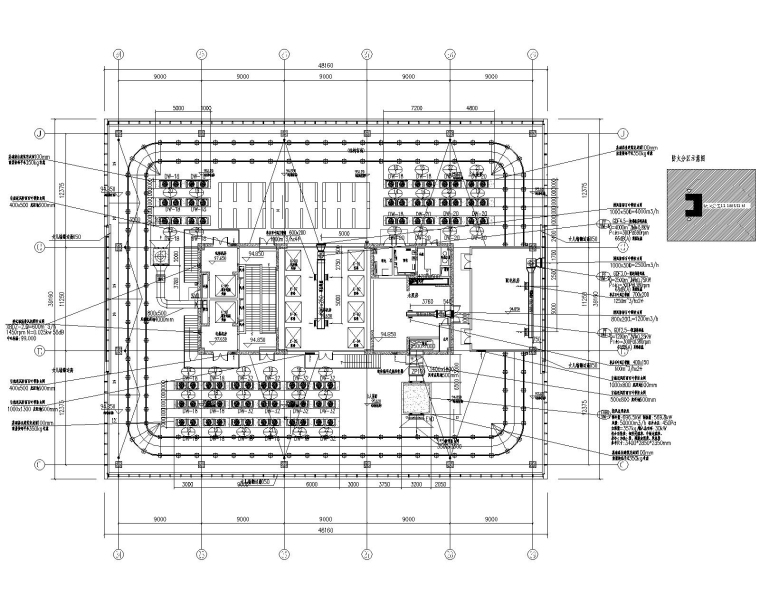 苏州金融街商业办公综合体暖通设计施工图-机房层空调通风平面图