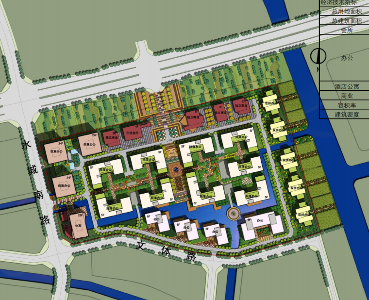 [浙江]杭州郊区生态办公产业园区建筑方案图-郊区生态办公产业园区方案总平面图