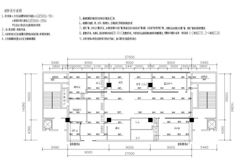 某房产公司办公室装饰工程施工图详图+目录-消防改造