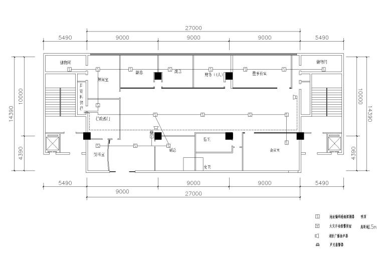 某房产公司办公室装饰工程施工图详图+目录-消防排布图