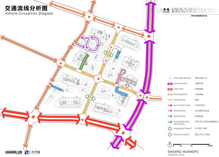 [广东]现代风格住宅建筑概念设计（PDF+52-交通流线分析