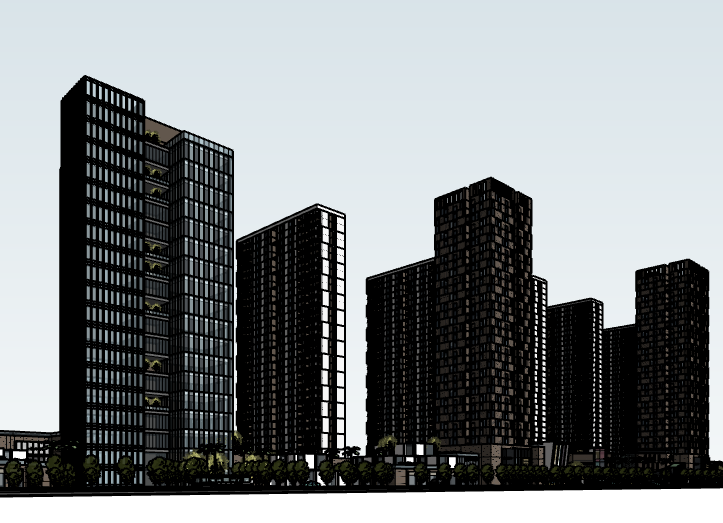 高层商业建筑cad资料下载-高层商业住宅建筑模型设计