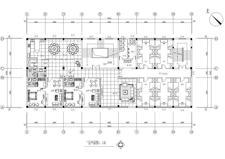 [浙江]力洋鸣数控办公楼室内装饰工程施工图-三层平面布置图