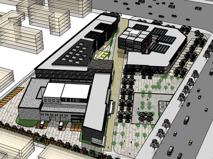 新中式建筑的风水关系资料下载-新中式商业街建筑模型设计