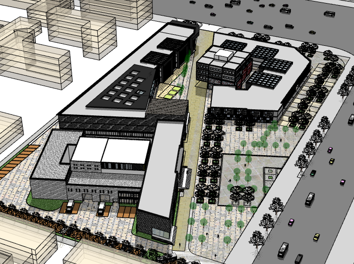 菜市场建筑模型资料下载-新中式商业街建筑模型设计