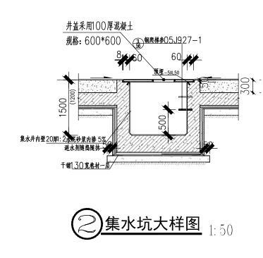 绿建|4栋30层以上抗震墙住宅楼建筑结构图-集水坑大样