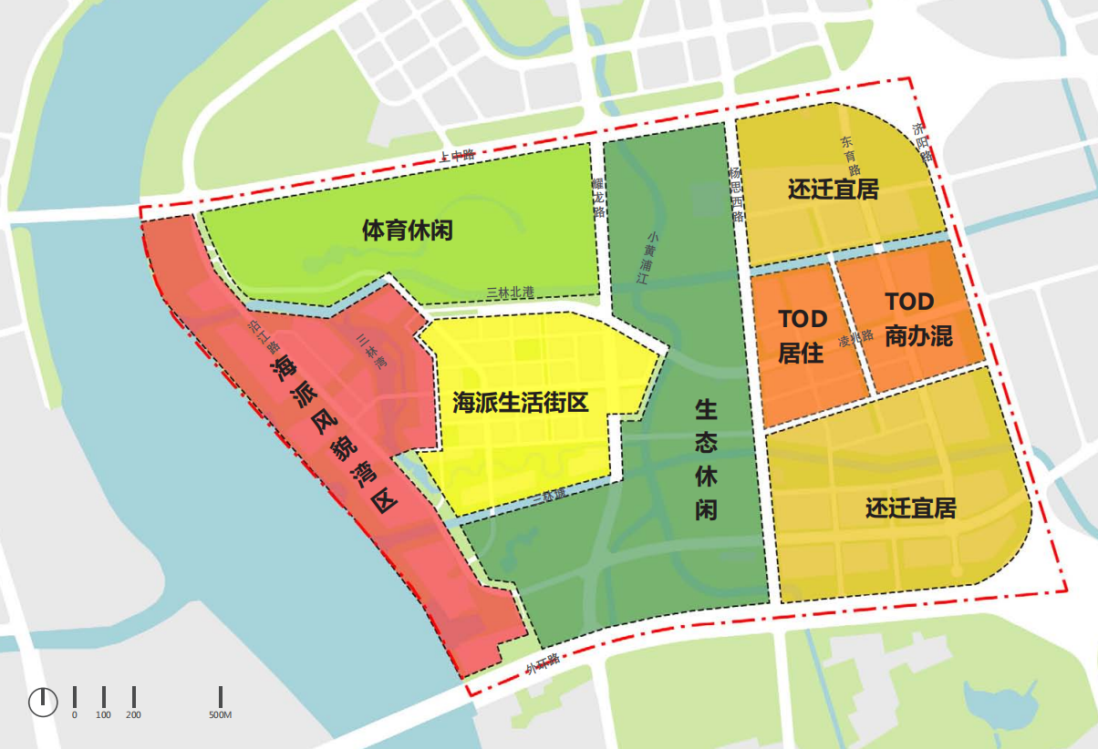 滨江片区生态城市设计功能分区