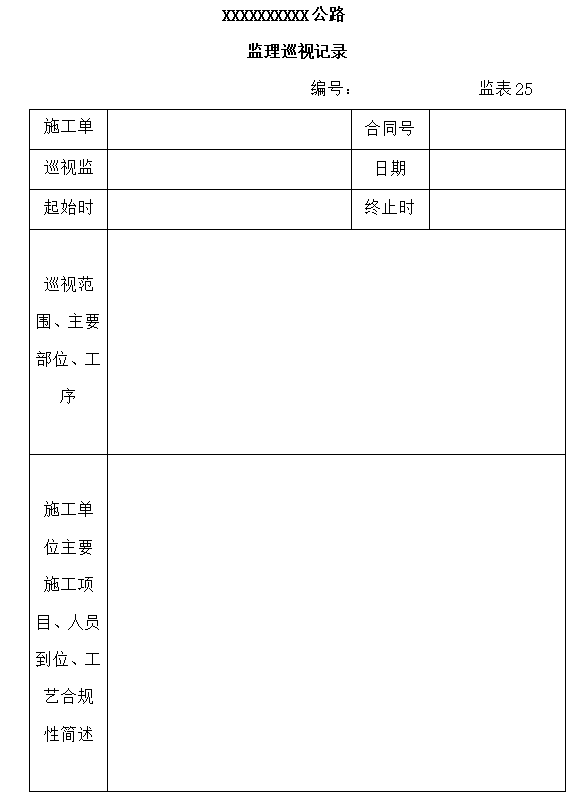 [湖北]铁路工程绿色安全环保监理实施细则-监理巡视记录