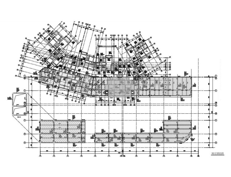 绿建|4栋30层以上抗震墙住宅楼建筑结构图-3栋3层梁配筋图