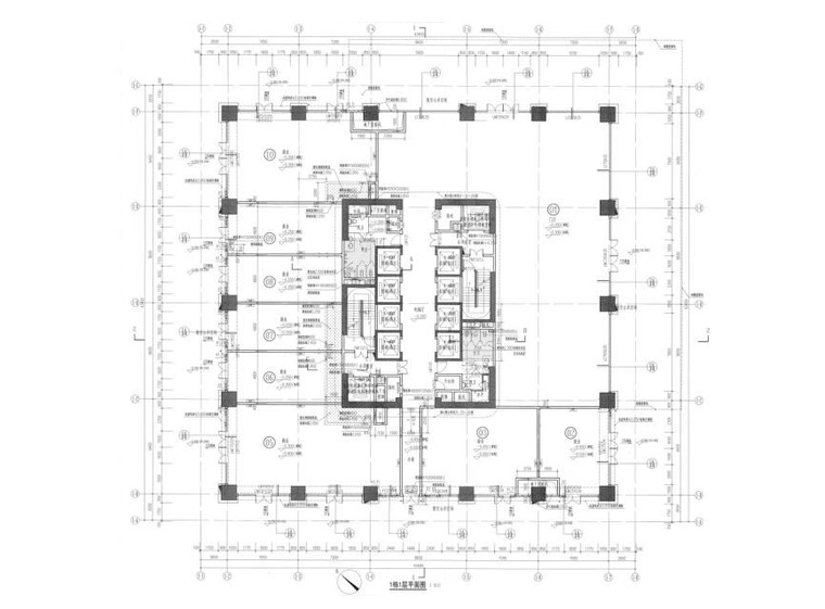 绿建|部分框支剪力墙高层公共建筑全套图-1栋1层平面图