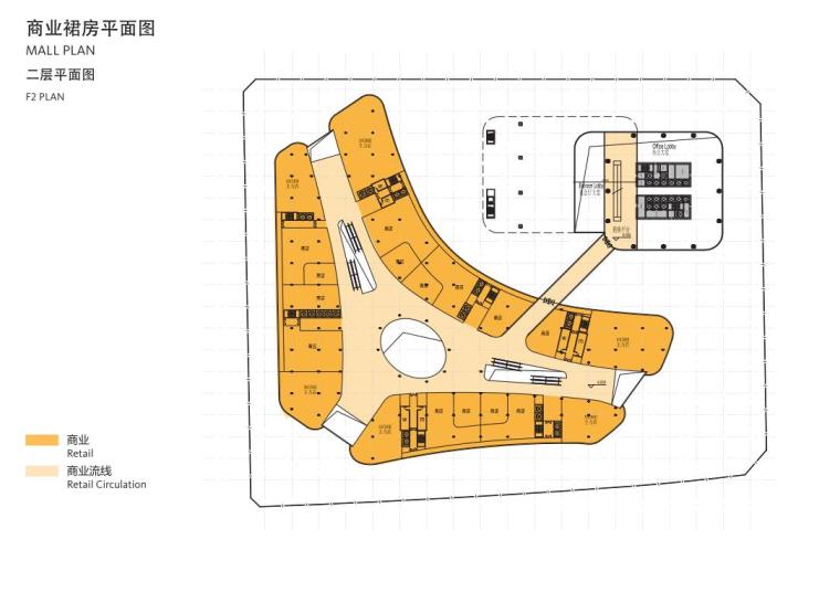 [福建]现代风格超高层综合体建筑概念方案-商业裙房平面图一