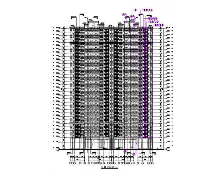 绿建|4栋30层以上抗震墙住宅楼建筑结构图-3层建筑立面图