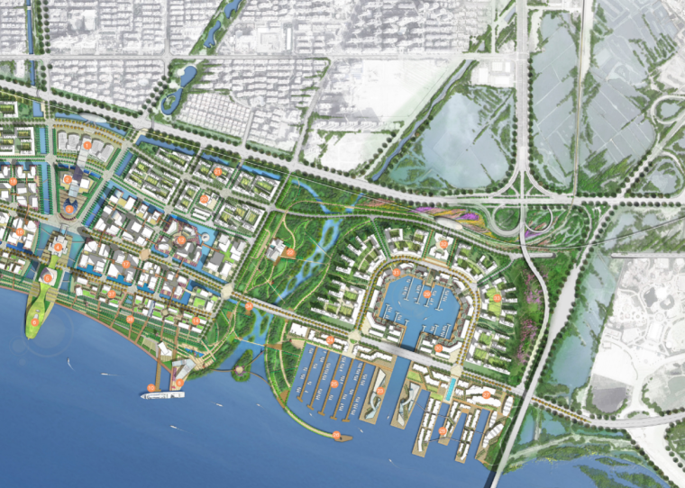城市滨水绿道设计资料下载-[广东]珠港新城滨水绿色开放城市设计文本