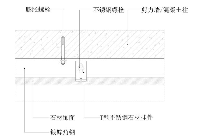 墙面，吊顶，地坪，门工艺节点图合集-石材干挂墙面节点图(柱子)