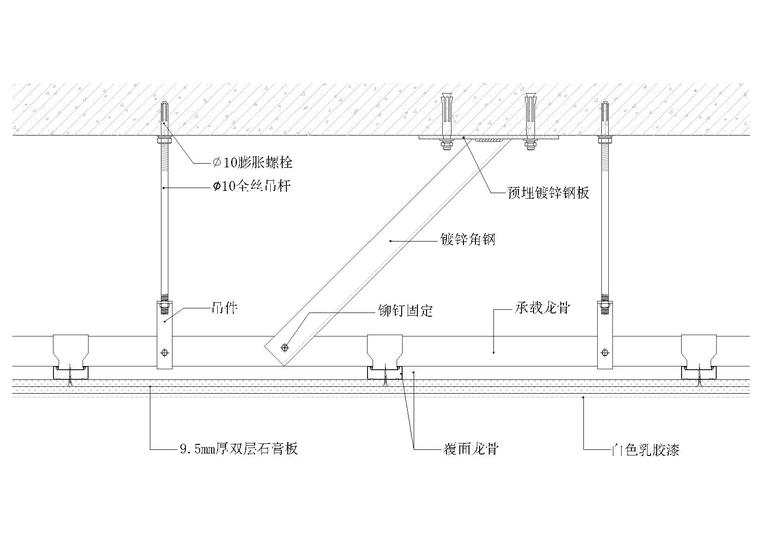 墙面，吊顶，地坪，门工艺节点图合集-反支撑工艺天花节点图一