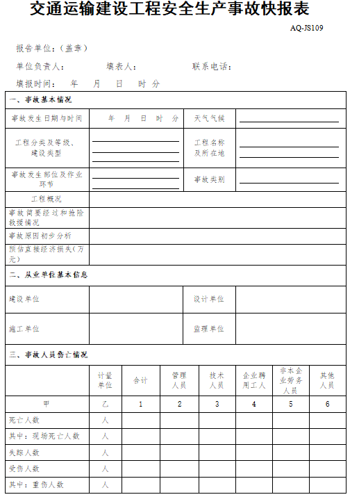 [云南]高速公路建设安全管理台帐用表(84页)-安全生v喊事故