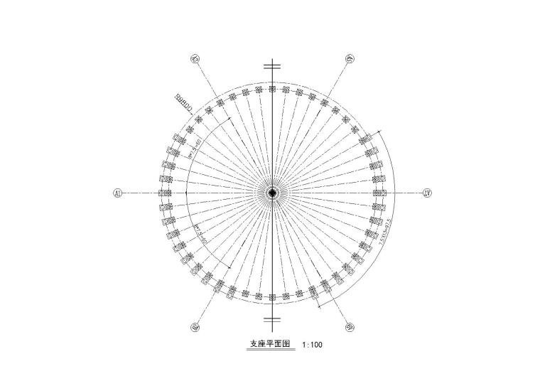 双层网壳钢结构施工图-支座平面图5