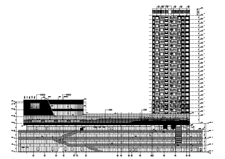 部分框支剪力墙商住楼建筑结构施工图(2016)-建筑立面图