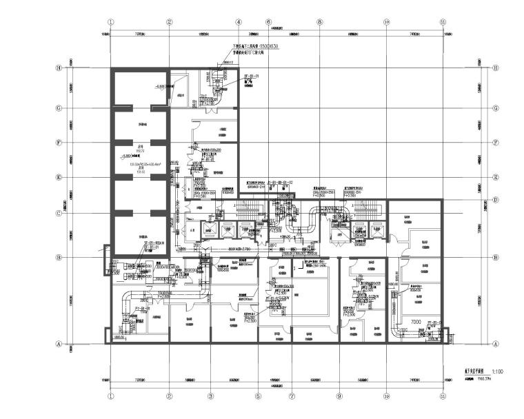 河北盛恒时代项目二十二层住宅暖通设计图-地下夹层平面图