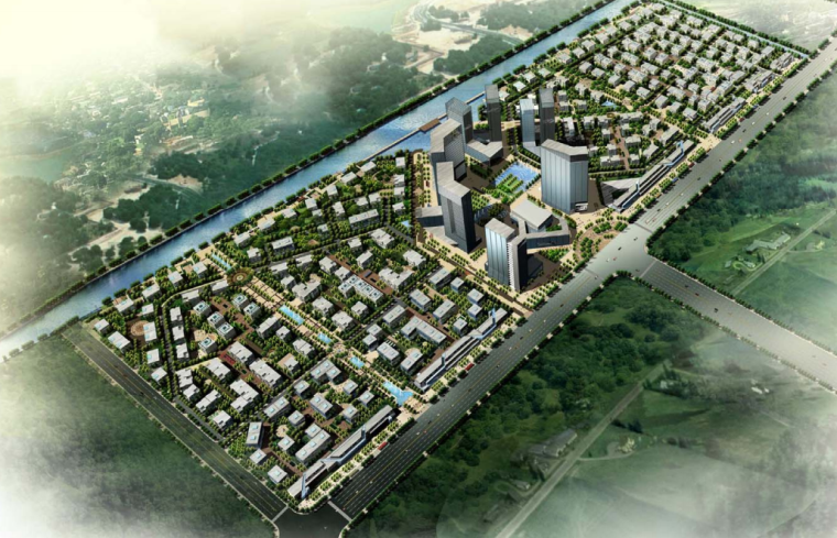 总部办公基地CAD资料下载-[上海]车墩总部基地办公园区建筑方案文本