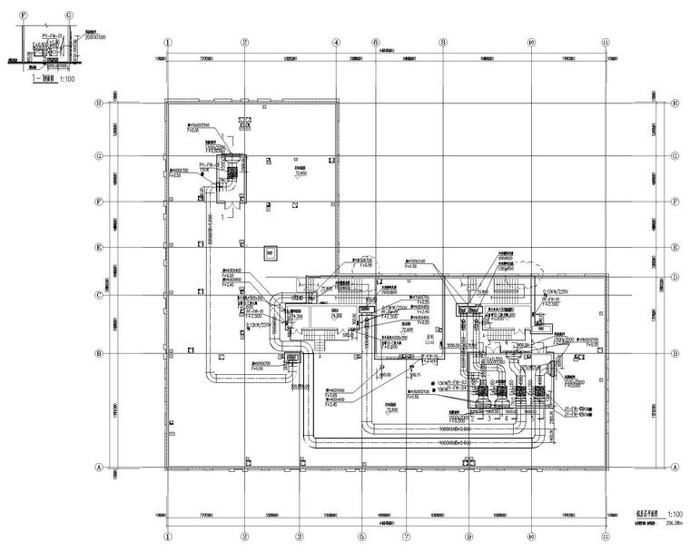 河北盛恒时代项目二十二层住宅暖通设计图-机房层平面图