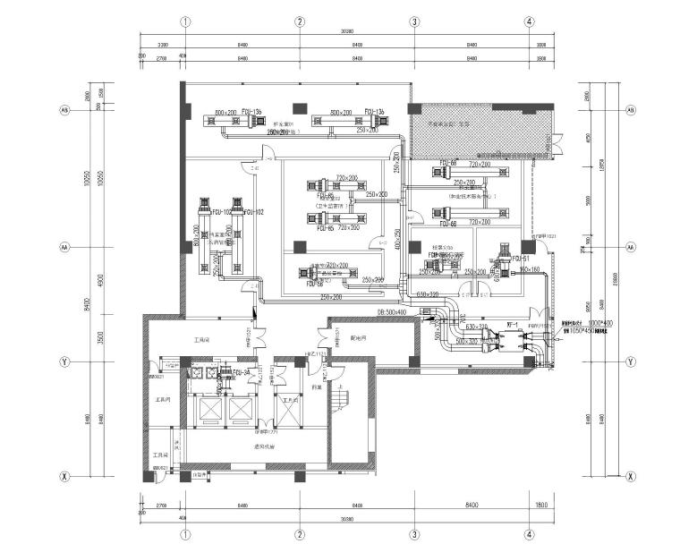 办公区装修实景图资料下载-北京经开智汇园22#办公楼空调通风设计图