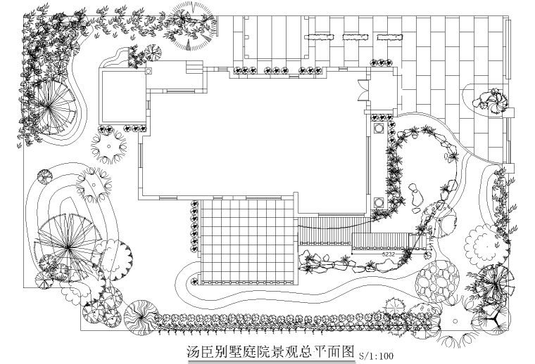 别墅庭院设计cad图纸资料下载-汤臣别墅庭院景观设计CAD施工图