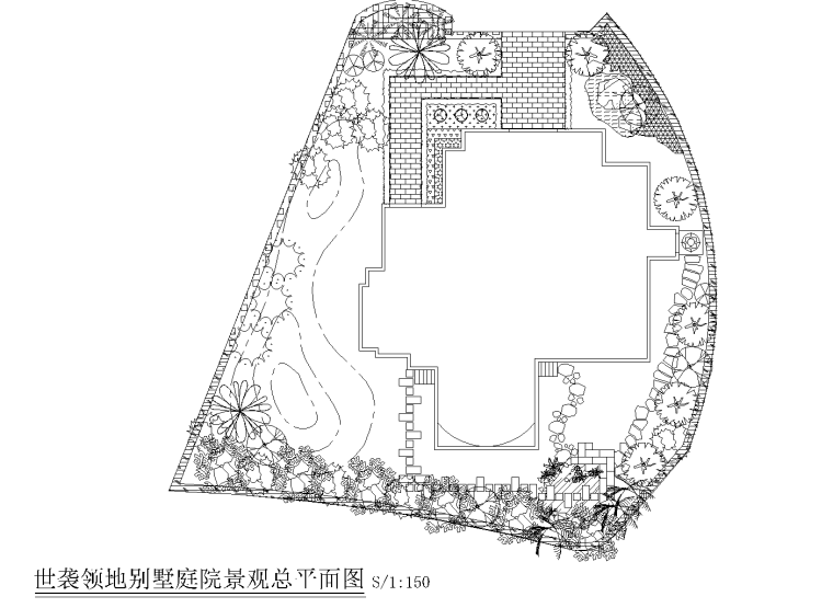 庭院水景设计cad资料下载-[江苏]世袭领地别墅庭院景观CAD施工图