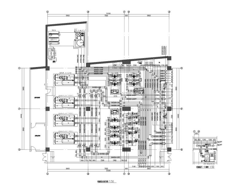 北京大钟寺方恒国际商业中心项目暖通施工图-冷热源机房平面图