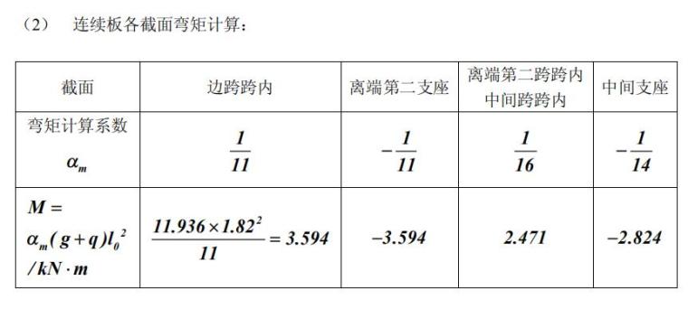 整体式单向板肋梁楼盖课程设计计算书-截面弯矩计算4