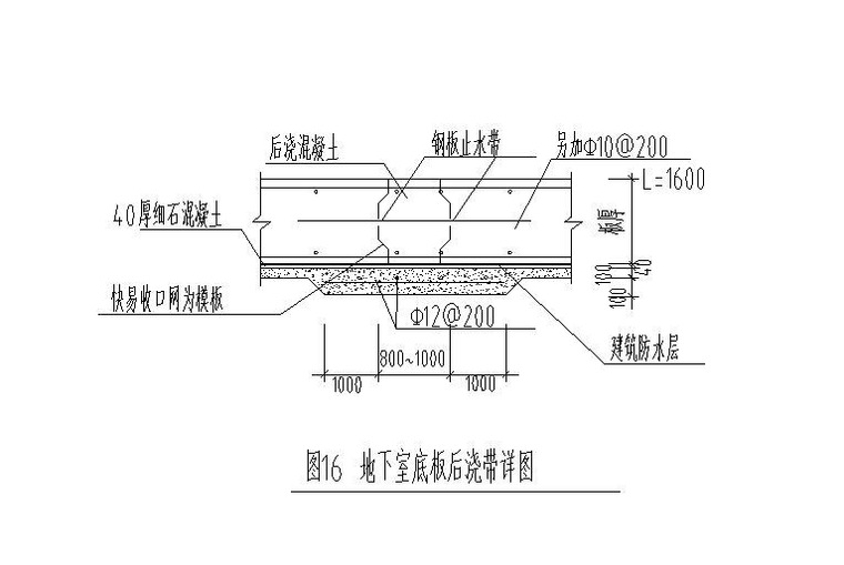 地下室底板後澆帶詳圖