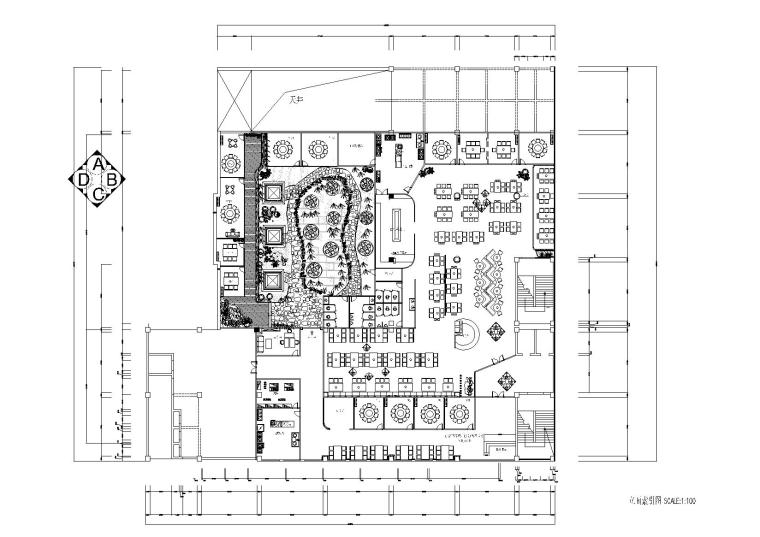 铜锅火锅店装饰设计施工图+3D模型+效果图-立面索引图