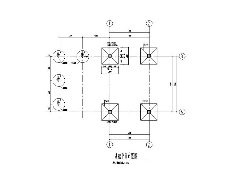 单层钢混框架结构液氧站结构施工图-基础平面布置