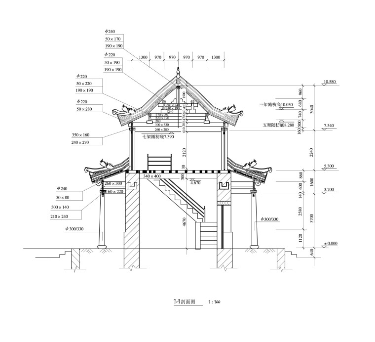 各类古建筑立面及节点超清线稿图-古建筑门檐3.pdf