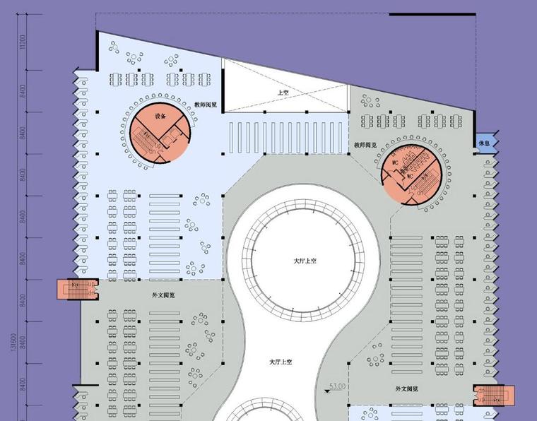 [辽宁]东北财经大学图书馆建筑方案文本-东北财经大学图书馆建筑四层平面图