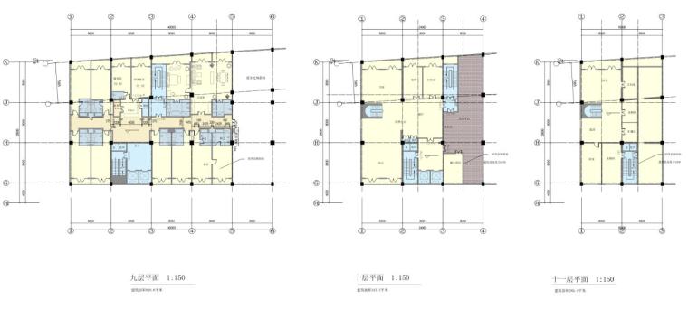 [北京]商务娱乐休闲会议中心建筑方案图-07北京商务娱乐休闲会议中心九、十、十一层平面图