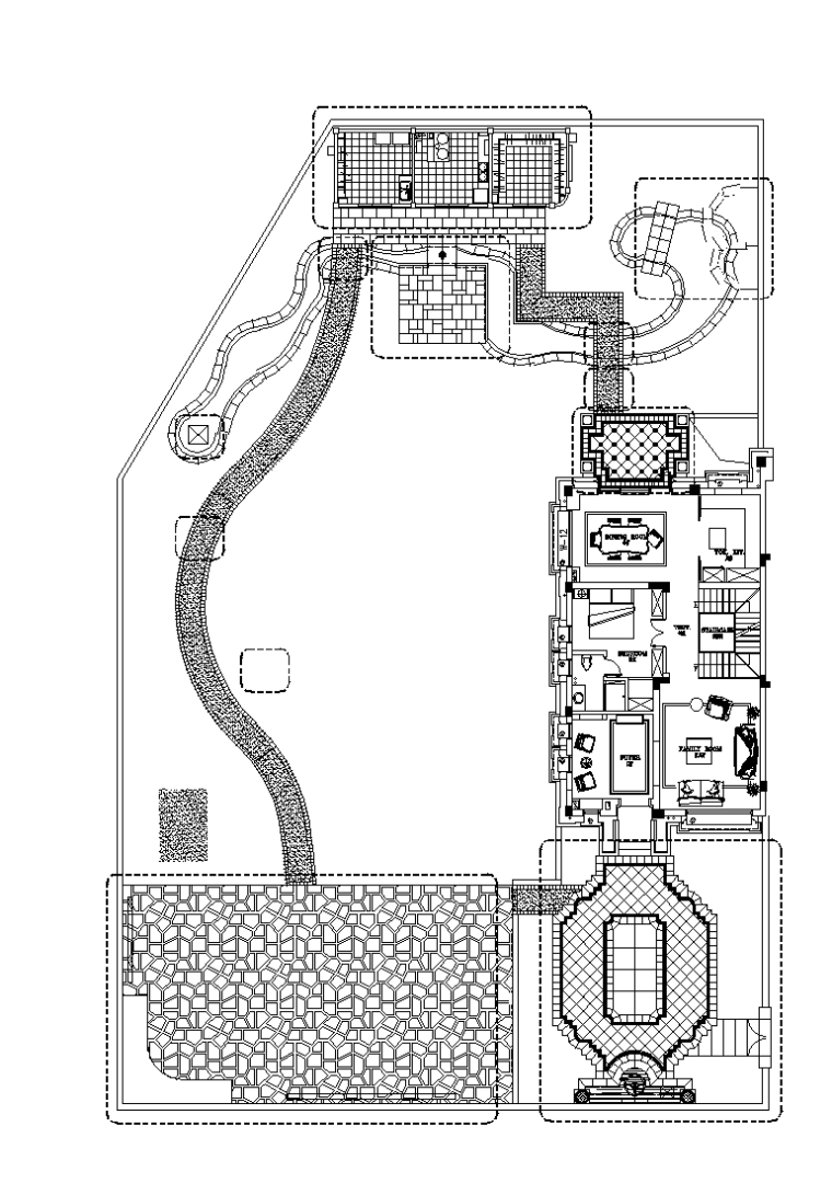 别墅庭院设计的CAD图资料下载-别墅庭院花园景观全套CAD施工图
