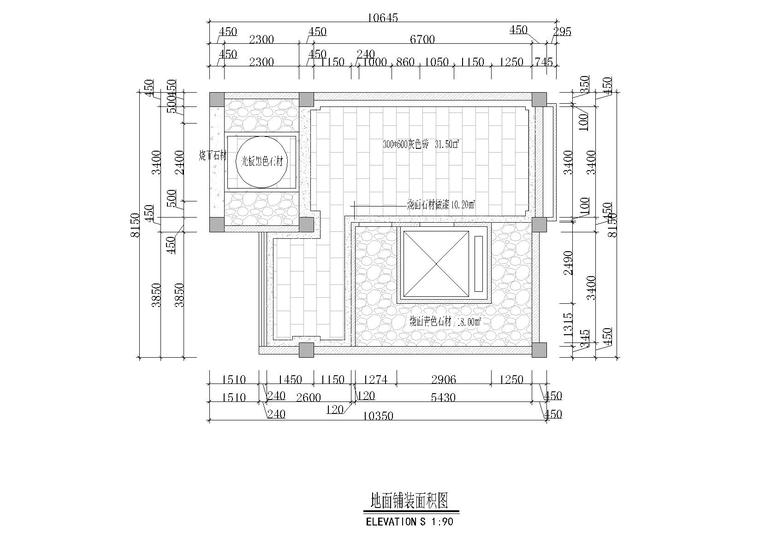 [成都]符妈真味轩火锅店CAD+3D模型+效果图-一层地面铺装图