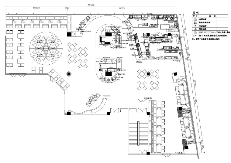 [芜湖]宋家弘鼎海鲜自助装饰施工图+效果图-插座布置图