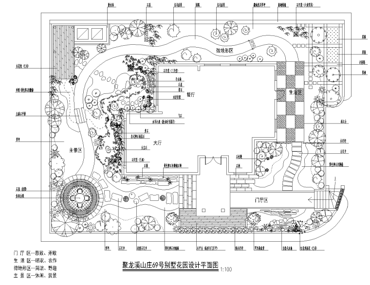 别墅平面功能图cad资料下载-[广东]珠海别墅花园景观设计CAD平面&实景图