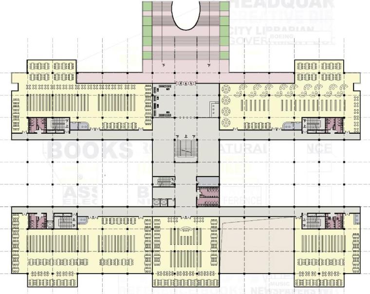 [海南]海南省图书馆建筑方案图-海南省图书馆建筑方案二层平面图