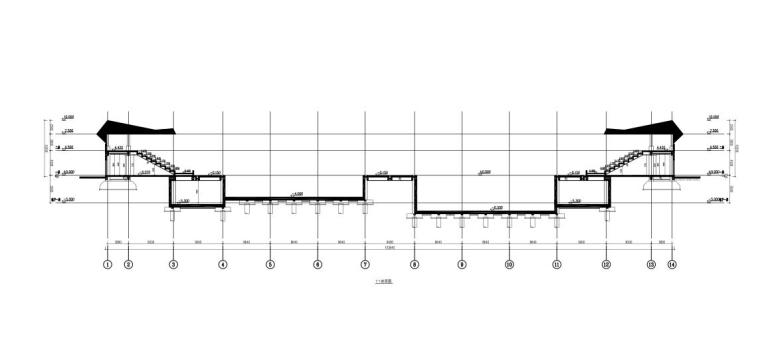 室外游泳跳水场建筑结构施工图（2014）-室外游泳跳水场剖面图