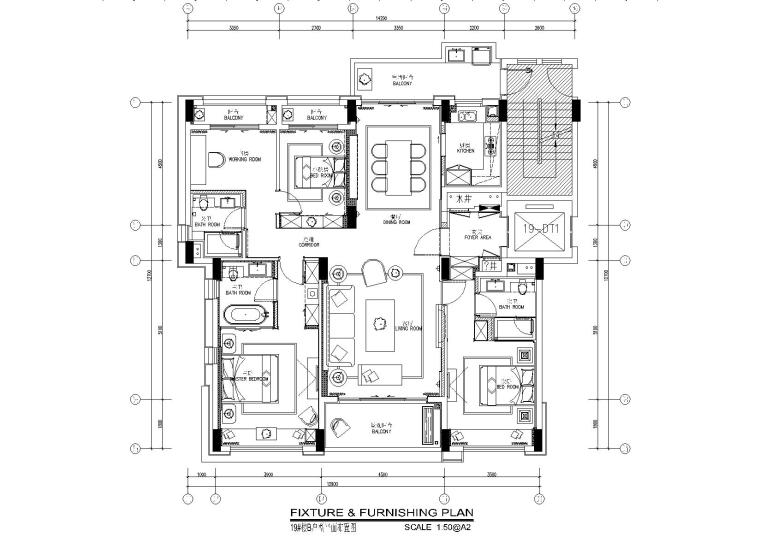 深圳住宅平面资料下载-矩阵纵横深圳前海时代130平样板房施工图