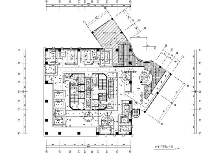 [四川]重庆欧式咖啡厅装饰施工图+效果图-天花尺寸图